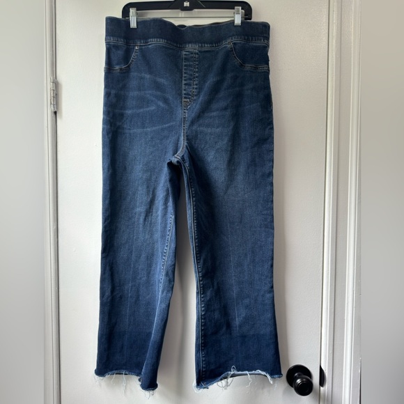 Spanx Jeans Women’s Blue Jeggings Stretch Wide Leg Flare Frayed S… - Picture 1 of 9